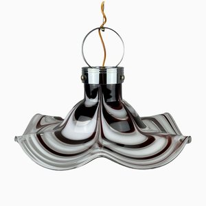 Original Murano Glass Brown Pendant Lamp Flower by AV Mazzega, Italy, 1970s-WQC-1383855