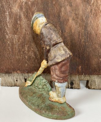 Original Painted Door Stop of Golf Player in Cast Iron, 1940s-WZZ-1277822