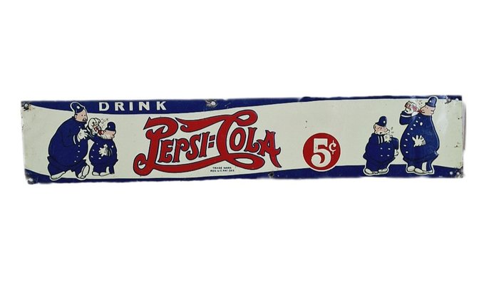 Original Pepsi Cola Tin Sign, 1940-FRB-1777774