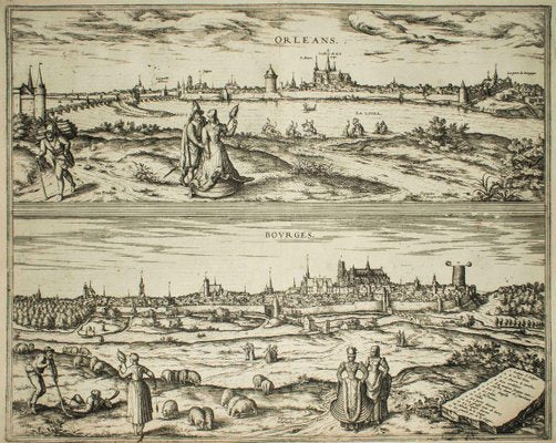 Orleans and Bourges, Map from ''Civitates Orbis Terrarum''-by F. Hogenberg - 1575 1575-ZCI-759849