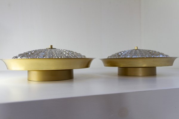 Orrefors Brass Wall Lamps by Fagerlund for Lyfa, 1960s, Set of 2-WIX-1722227