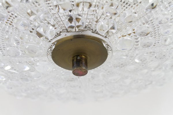 Orrefors Crystal and Brass Pendant by Fagerlund for Lyfa, 1960s-WIX-1722225