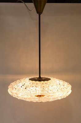 Orrefors Crystal and Brass Pendant by Fagerlund for Lyfa, 1960s-WIX-1722225