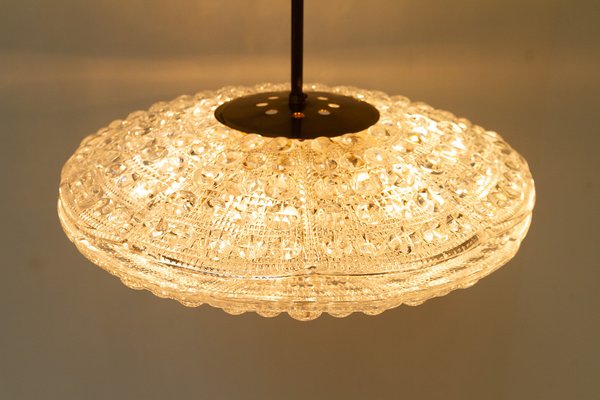 Orrefors Crystal and Brass Pendant by Fagerlund for Lyfa, 1960s-WIX-1722225