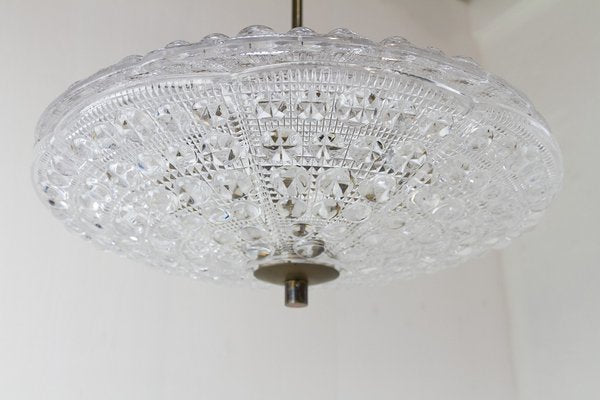 Orrefors Crystal and Brass Pendant by Fagerlund for Lyfa, 1960s-WIX-1722225