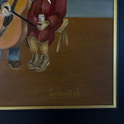 Oto Dobovišek, Rural Feast, 1973, Oil on Board, Framed-WQC-1723058