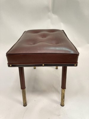 Ottoman in Sheathed Leather by Jacques Adnet, 1950s-VRR-1718501