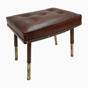 Ottoman in Sheathed Leather by Jacques Adnet, 1950s-VRR-1718501