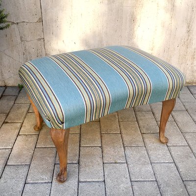 Ottoman or Footrest in Oak and Fabric, Italy, 1950s-BVG-973716