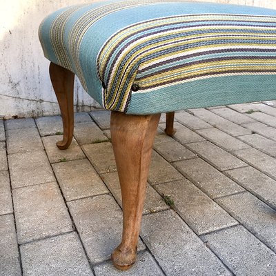 Ottoman or Footrest in Oak and Fabric, Italy, 1950s-BVG-973716