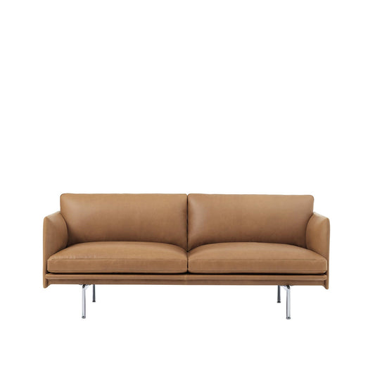 Outline 2-seater Sofa by Muuto #Leather/Cognac/ Black