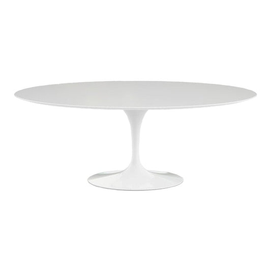 Tulip dining table 198 cm by Knoll #oval, white laminate #