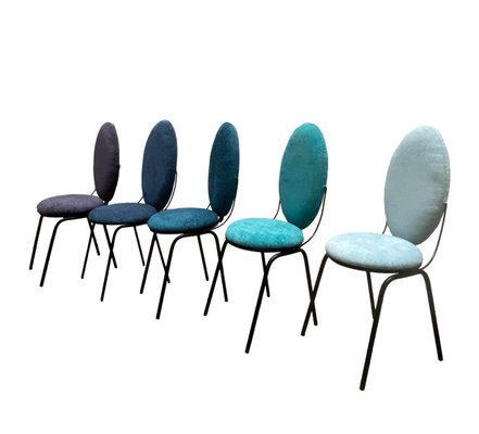 Oval Backrest Chairs, Italy, 1960s, Set of 5-YUW-964027