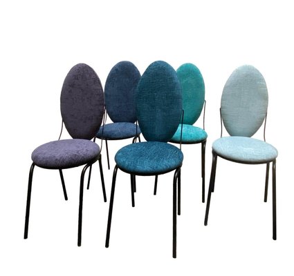 Oval Backrest Chairs, Italy, 1960s, Set of 5-YUW-964027