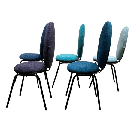 Oval Backrest Chairs, Italy, 1960s, Set of 5-YUW-964027