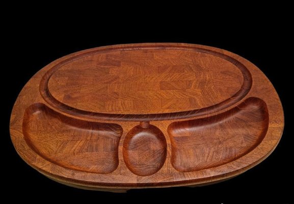 Oval Cutting Board or Serving Dish in Solid Teak from Digsmed, Denmark-BPJ-1318761