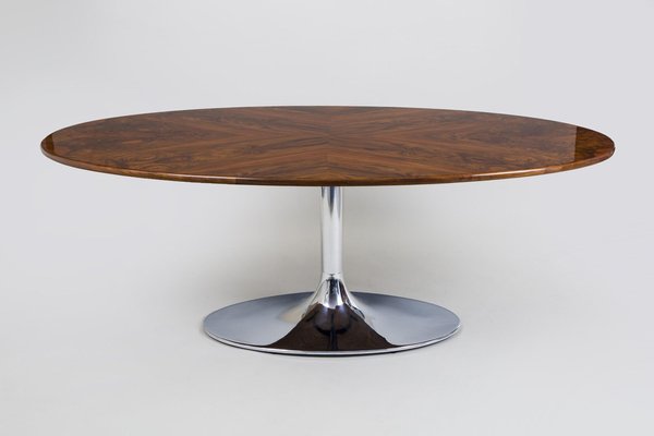 Oval Dining Table in Walnt & Chrome from Kovona, 1960s-WHY-1767460