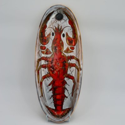 Oval Dish with Lobster Decor from Monique Brunner, 1960s-EIA-1802178