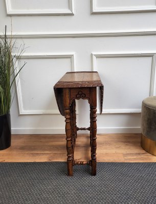 Oval Drop Leaf Side or Coffee Table with Carved Bobbin Barley Legs, Italy, 1960s-EUP-1425851