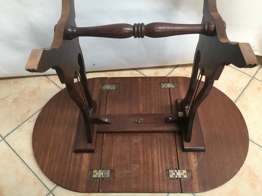 Oval Folding Coffee Table in Leather, 1950s-WQQ-1070252