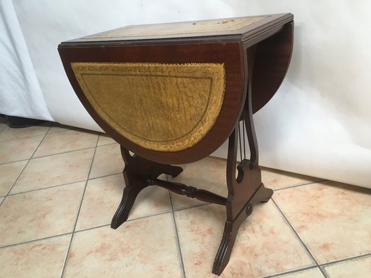 Oval Folding Coffee Table in Leather, 1950s-WQQ-1070252