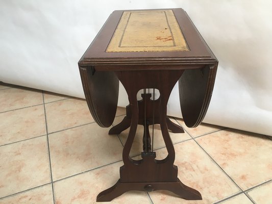 Oval Folding Coffee Table in Leather, 1950s-WQQ-1070252