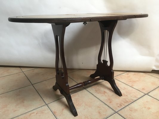 Oval Folding Coffee Table in Leather, 1950s-WQQ-1070252