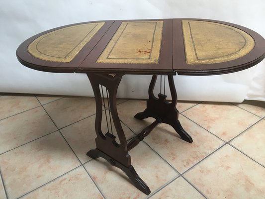 Oval Folding Coffee Table in Leather, 1950s-WQQ-1070252