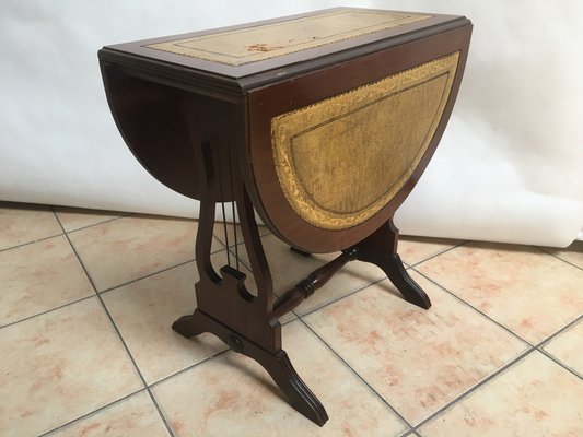 Oval Folding Coffee Table in Leather, 1950s-WQQ-1070252