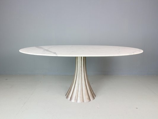 Oval Marble & Iron Cast Dining Table by Angelo Mangiarotti, Italy, 1970s-DT-2026210