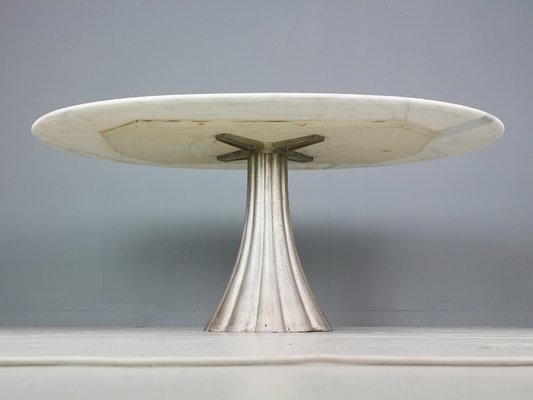 Oval Marble & Iron Cast Dining Table by Angelo Mangiarotti, Italy, 1970s-DT-2026210