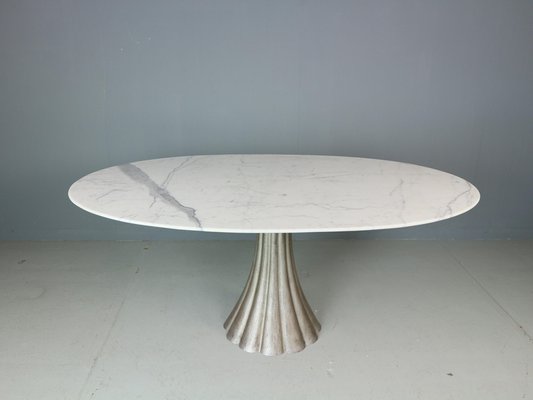 Oval Marble & Iron Cast Dining Table by Angelo Mangiarotti, Italy, 1970s-DT-2026210