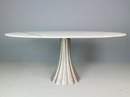 Oval Marble & Iron Cast Dining Table by Angelo Mangiarotti, Italy, 1970s-DT-2026210