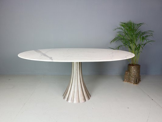 Oval Marble & Iron Cast Dining Table by Angelo Mangiarotti, Italy, 1970s-DT-2026210