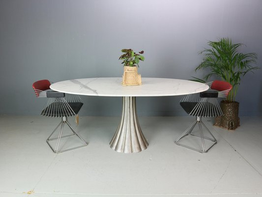 Oval Marble & Iron Cast Dining Table by Angelo Mangiarotti, Italy, 1970s-DT-2026210