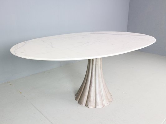 Oval Marble & Iron Cast Dining Table by Angelo Mangiarotti, Italy, 1970s-DT-2026210