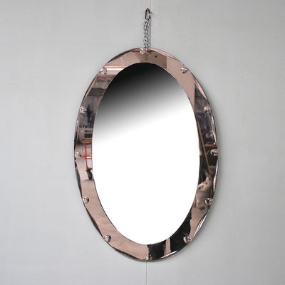 Oval Mirror by Cristal Art, 1950s-JQO-654158