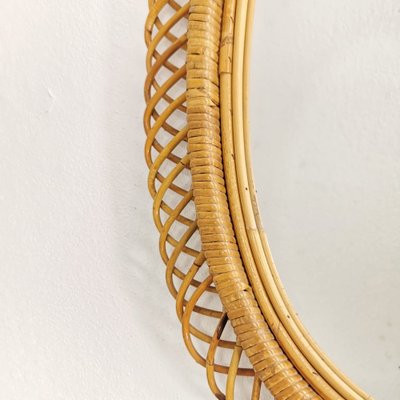 Oval Mirror in Braided Bamboo, 1960s-PRS-1719958