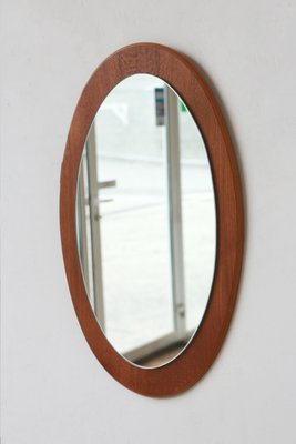 Oval Mirror in Teak, 1960s-YRI-1765243