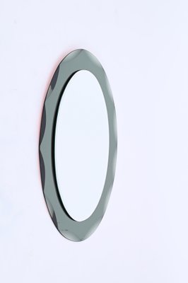 Oval Mirror with Beveled Frame from Galvorame Bluegray, Italy, 1960s-JDR-1750901