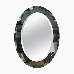 Oval Mirror with Beveled Frame from Galvorame Bluegray, Italy, 1960s-JDR-1750901