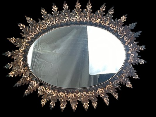 Oval Oak Leaf Sun Mirror, 1950s-SDV-1047916