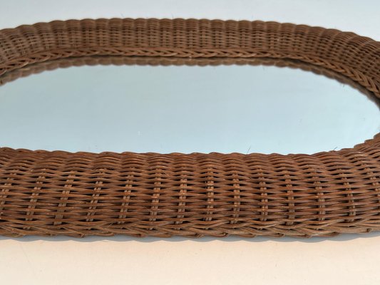 Oval Rattan Mirror, 1970s-BA-1670477