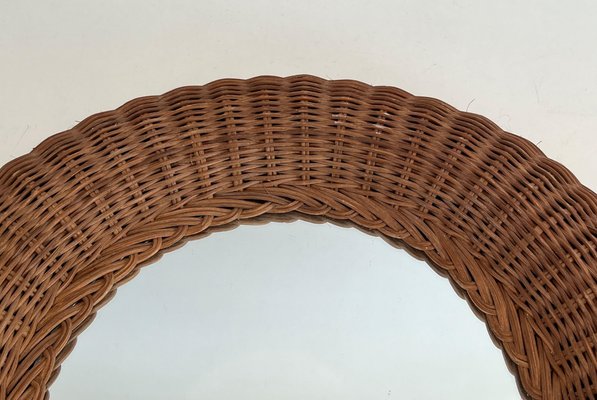 Oval Rattan Mirror, 1970s-BA-1670477