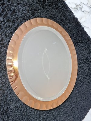 Oval Rose Gold Bevelled Mirror from Cristal Art, 1960s-EBW-2040307