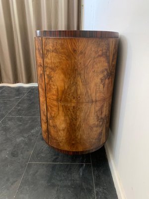 Oval Sideboard with Mirror in Walnut, Burl and Ebony Macassar, Italy, 1930s-IJR-1438354