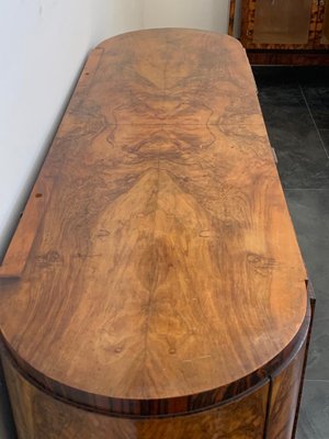 Oval Sideboard with Mirror in Walnut, Burl and Ebony Macassar, Italy, 1930s-IJR-1438354