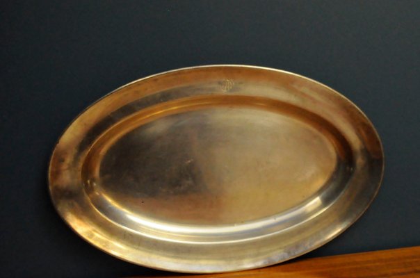 Oval Silver-Plated Metal Plate-KDW-963308