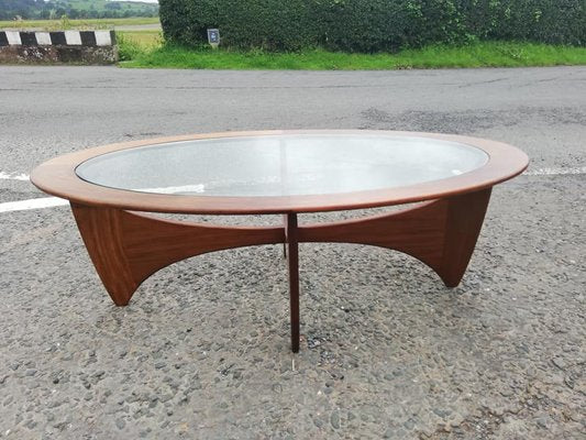 Oval Teak Astro Coffee Table with Glass Top by Victor Wilkins for G-Plan, 1960s-OXJ-733650