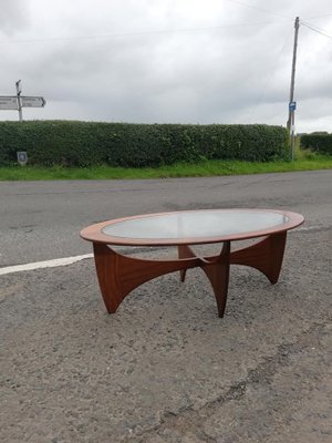 Oval Teak Astro Coffee Table with Glass Top by Victor Wilkins for G-Plan, 1960s-OXJ-733650